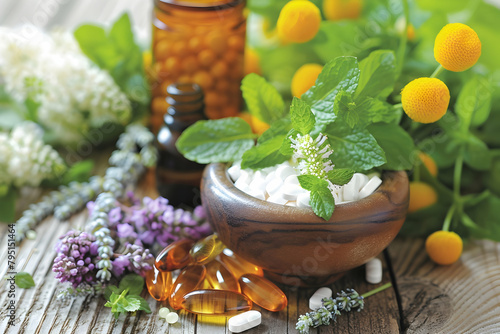 Herbal supplements, essential oils, and organic ingredients are examples of natural homoeopathic remedies for illness that represent a comprehensive approach to health and wellness.