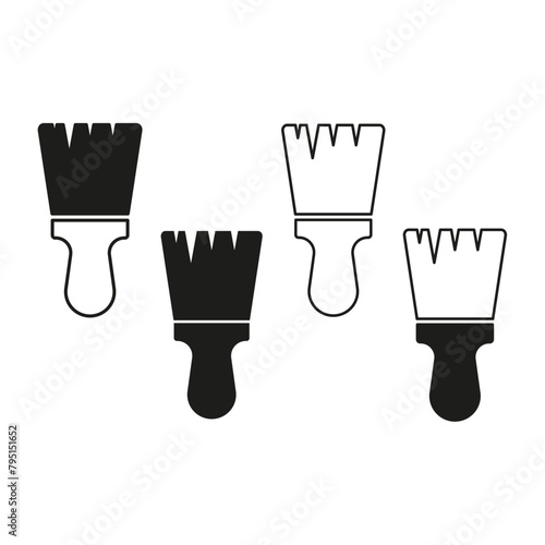 Paintbrush icons in two-tone design. Artistic tools concept. Vector illustration. EPS 10.