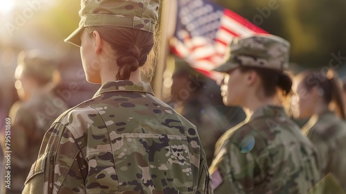 Patriotic american servicewomen defending their country. 