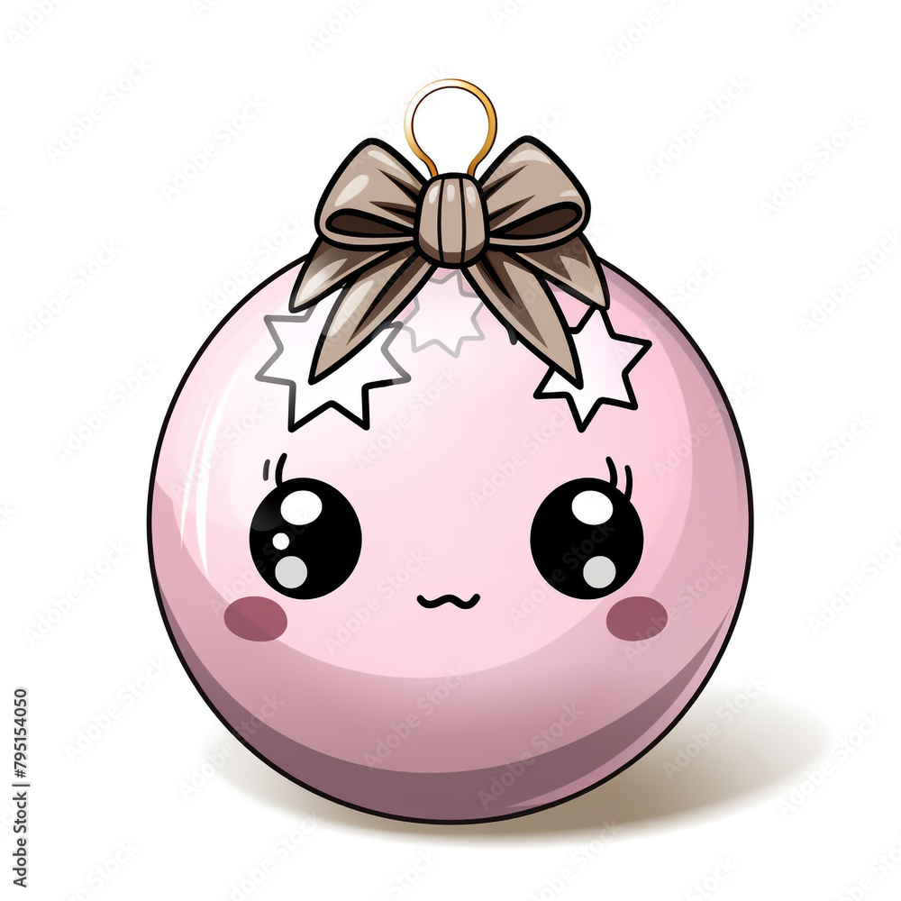 clipart kawaii, cute christmas bauble, soft pastel colour scheme, white background сreated with Generative Ai clipart kawaii, cute christmas bauble, soft pastel colour scheme, white background сreated with Generative Ai