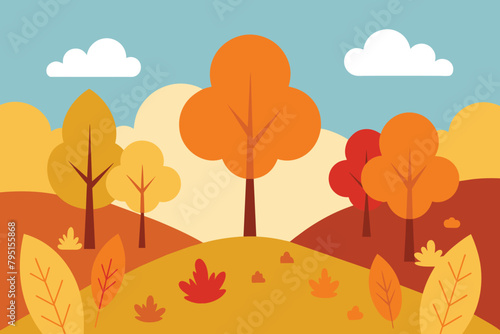 Autumn background illustration vector. Flat background of autumn design