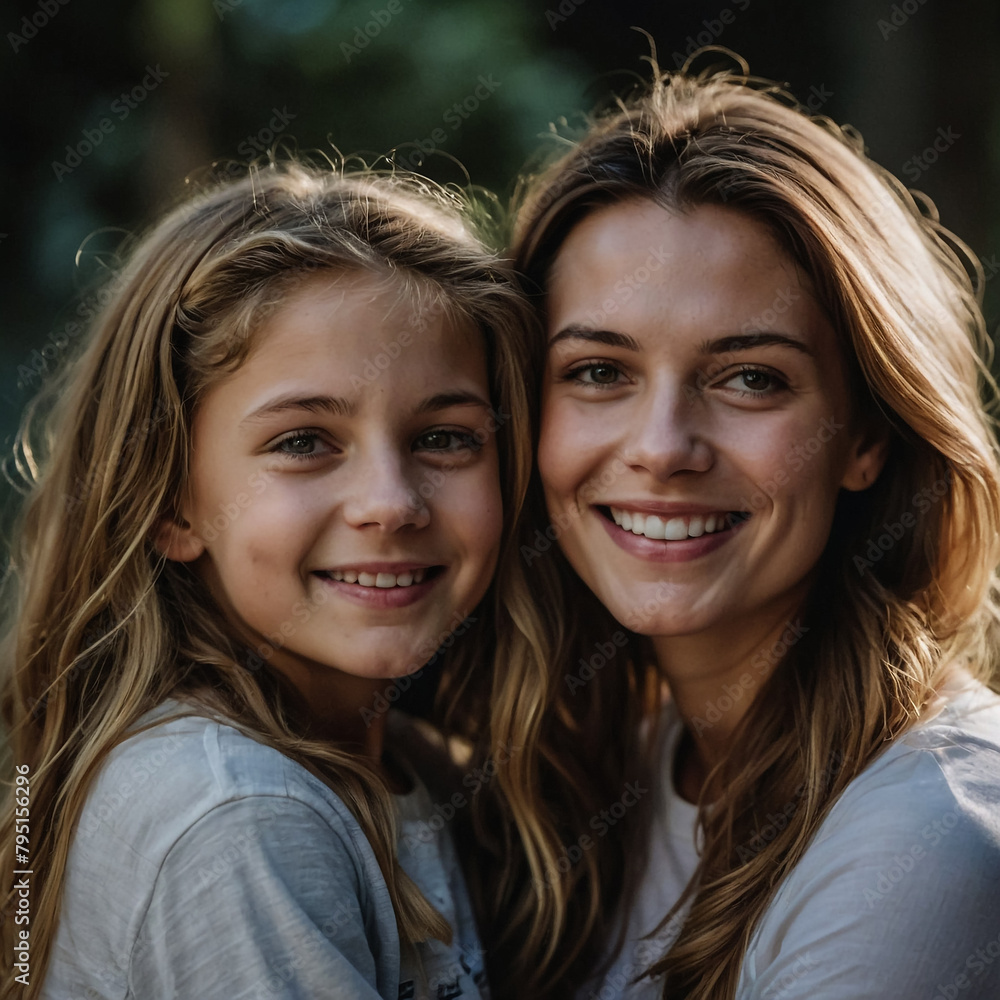 Obraz premium Mother and daughter showing love for each other