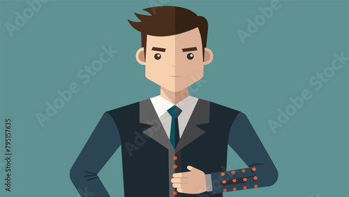 A businessman sporting a sleek leather bracelet handcrafted with a unique stitching pattern as a subtle statement piece..