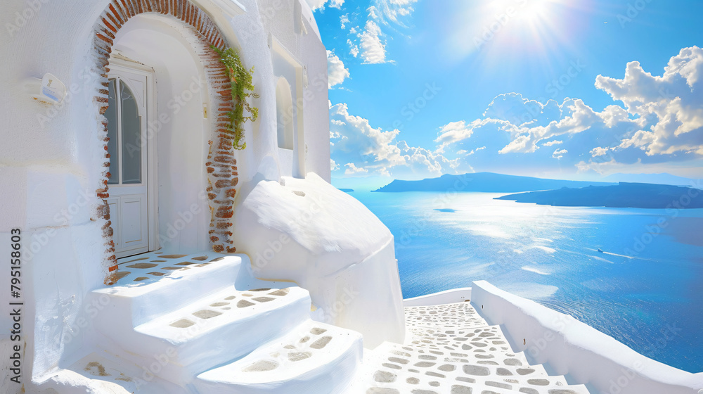 White architecture on Santorini island Greece --