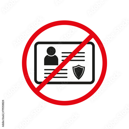 No ID required symbol. Identity not needed sign. Access without identification concept. Vector illustration. EPS 10.