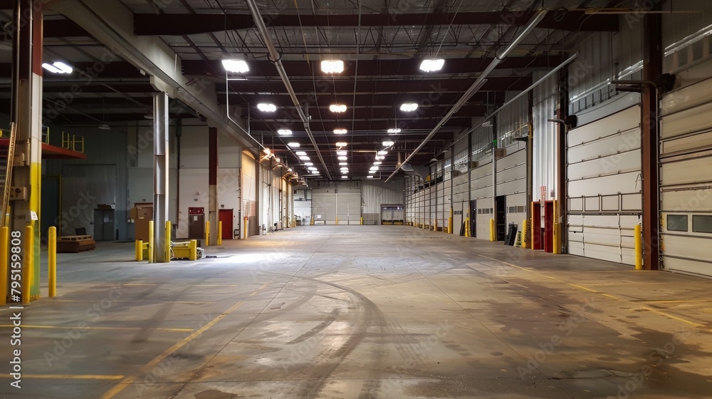 Industrial warehouse facility with loading docks and storage space