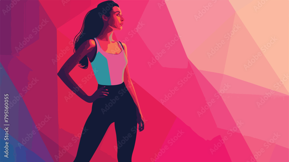 Beautiful young woman in tights on color background Vector
