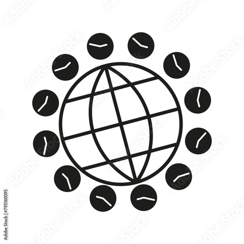 Global time zones concept. World clock icons. International time. Vector illustration. EPS 10.