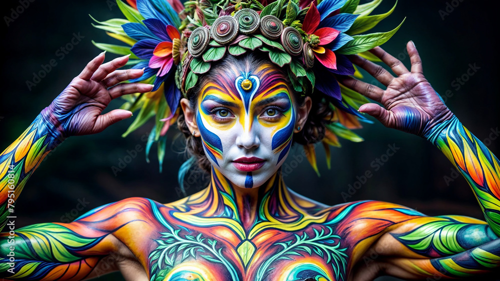 body painting, drawing on the body