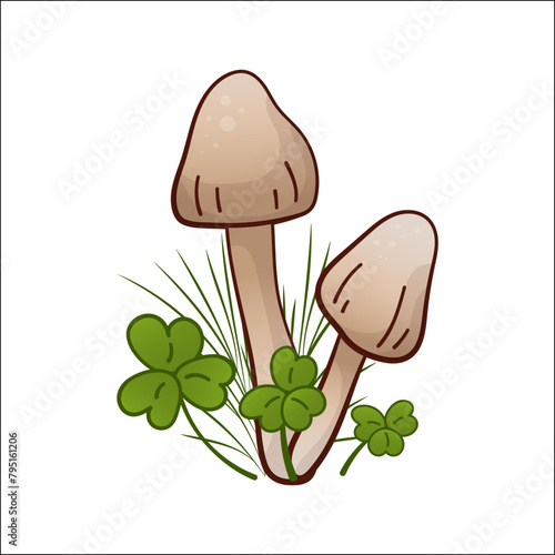 Mushroom vector isolated illustration. Toadstool in cartoon. Plants, botanists, not edible mushroom. Design element for theme forest mushrooms, menu, ingredients, recipes, organic products, etc.