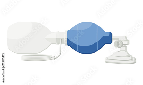 Manual resuscitator Pediatric, bag valve mask (BVM), Ambu bag, hand-held device used to provide positive pressure ventilation to patients. critical tool in CPR. Flat design.