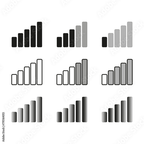 Signal strength indicator. Wireless network icon. Mobile interface symbol. Vector illustration. EPS 10.