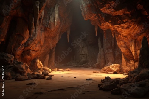 Lost caves nature tranquility illuminated photo