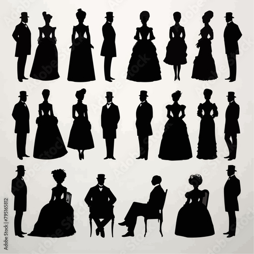 silhouettes of people,set of silhouettes men and women