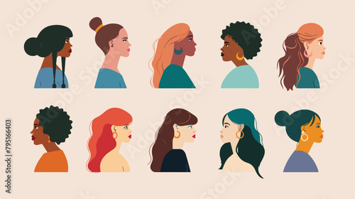 Collage of different working young women on light background