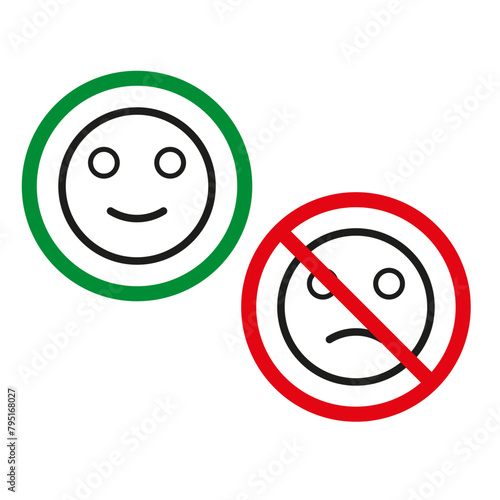 Customer feedback concept. Happy and unhappy face icons. Satisfaction rating symbols. Vector illustration. EPS 10.