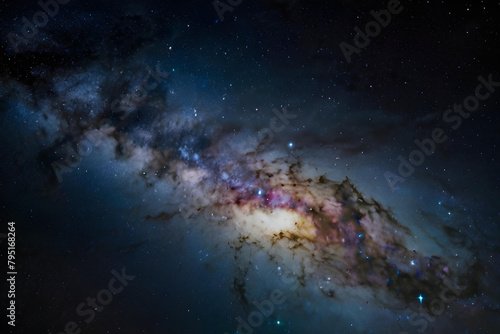 Close-up of Milky way galaxy with stars and space dust in the universe, Long exposure photograph, with grain photo