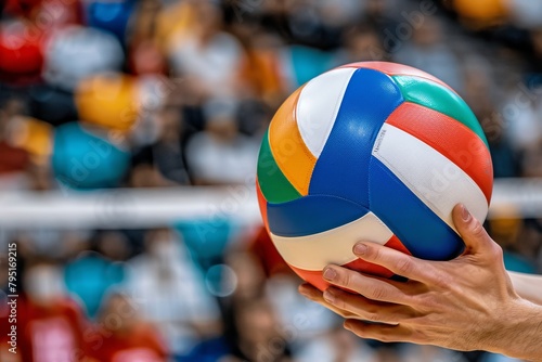 Teamwork and skill close up of hands setting ball for spike in summer olympic games volleyball