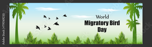 Vector illustration of World Migratory Bird Day social media feed template