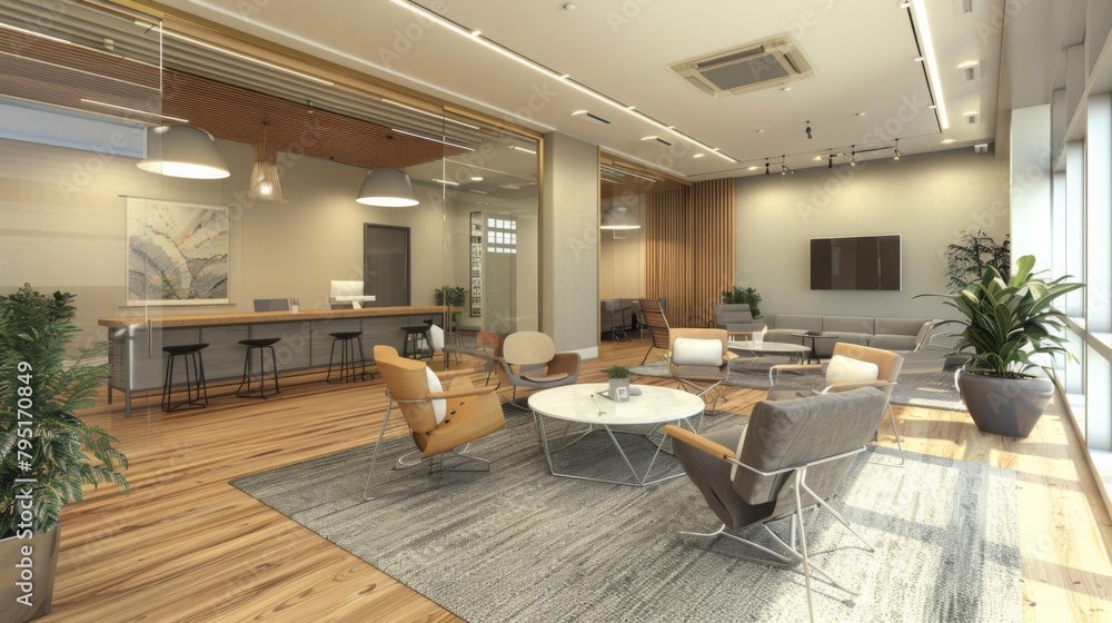 Fototapeta premium Modern Office Lounge Area With Natural Light