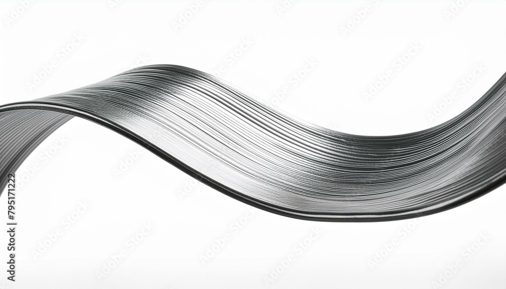 3d rendering wave chrome metallic band. Flowing abstract metal shape. on white background 3d rendering wave chrome metallic band. Flowing abstract metal shape. on white background