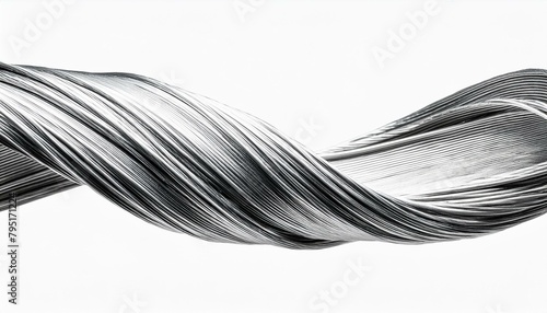 3d rendering wave chrome metallic band. Flowing abstract metal shape. on white background