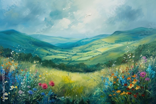 Ireland landscape painting nature tranquility. #795173278