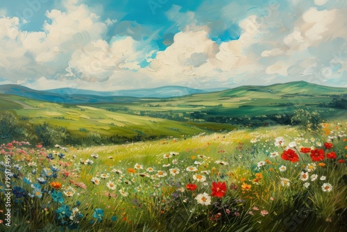 Ireland landscape painting nature flower.
