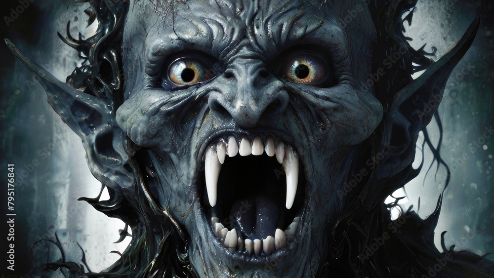 Scary monster for halloween. a screaming man, his face full of horror and pain. mental disorders concept Scary monster for halloween. a screaming man, his face full of horror and pain. mental disorders concept