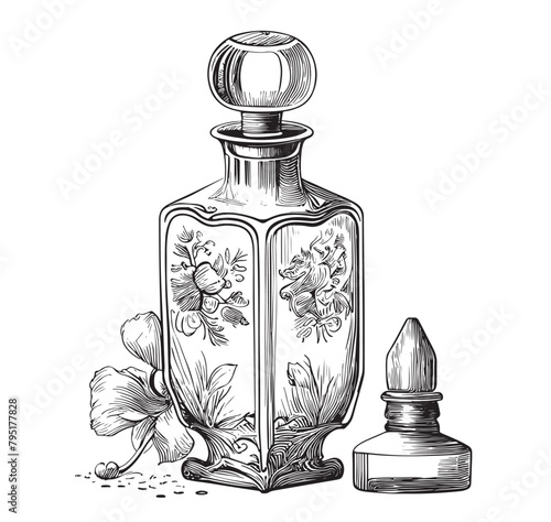 Hand drawn vector illustrations - French perfume.
