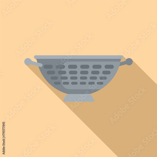 Small colander icon flat vector. Cooking sieve tool. Equipment element
