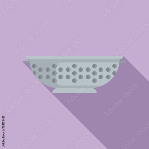 Domestic colander icon flat vector. Cooking tool. Dish utensil
