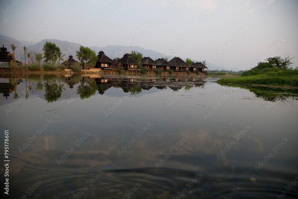 Myanmar. Inle Heho Lake on a sunny spring day