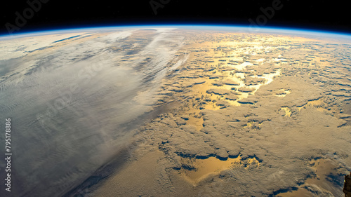 Sunlight reflection on Planet Earth. Digital enhancement of an image by NASA