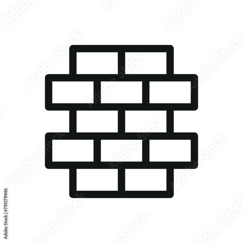 Brick wall isolated icon, brick wall cladding vector symbol with editable stroke