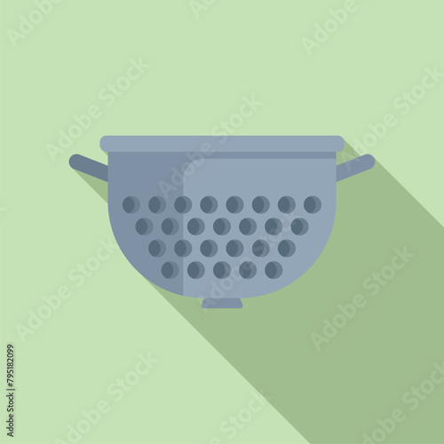 Colander filter icon flat vector. Sifting water container. Wash process