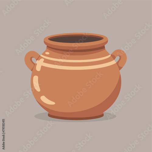 clay pot in cartoon flat vect...