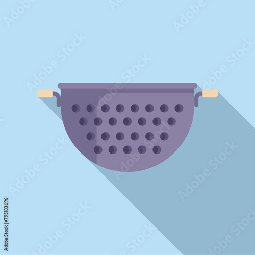 Drainer tool object icon flat vector. Colander for cooking. Small circle kit