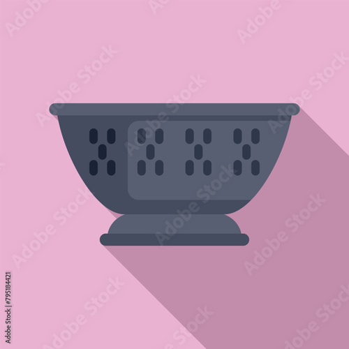 Baker element colander icon flat vector. Dish tool. Domestic accessory