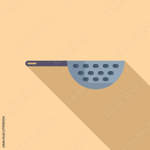 Separation drain tool icon flat vector. Colander sieve bowl. Domestic accessory