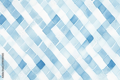 Blue tranquil seamless playful hand drawn kidult woven crosshatch checker doodle fabric pattern cute watercolor stripes background texture blank empty pattern © GalleryGlider