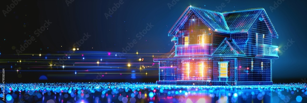 Hologram house model: Dark backdrop concept