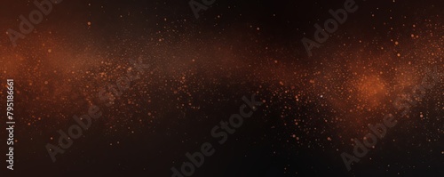 Brown color gradient dark grainy background white vibrant abstract spots on black noise texture effect blank empty pattern with copy space for product design