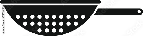 Colander icon simple vector. Cook accessory. Handle metal tool