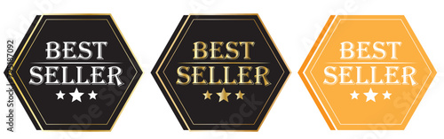 Set of best seller emblem design. Award badges for best seller. Vector illustration