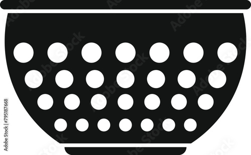 Metal colander icon simple vector. Cooking tool. Handle metallic element