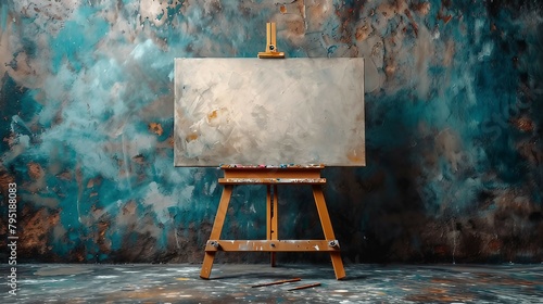 A blank canvas on easel for traditional art. AI generate illustration