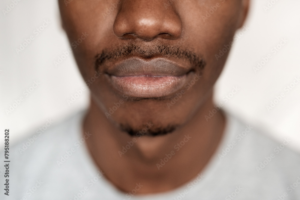 Closeup of the lower half of an African man's face Closeup of the lower half of an African man's face