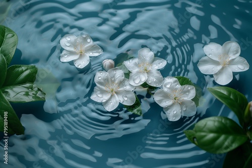 White Flowers Floating on Tranquil Water