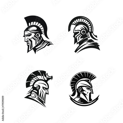 Vintage Spartan Logo Vector Bundle Set, Spartan Logo Illustration Design